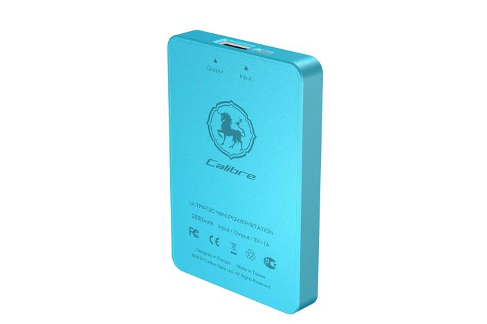 Calibre ULTRA'GO nano 2'500mAh Powerbank - Eleganter & smarter Schnelllade-Akku mit 2'500mAh und Vibrationsanzeige für iPad, iPhone, iPod & Smartphones mit 1x USB Schnittstelle - Blau