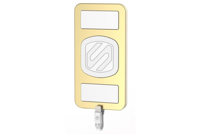 Scosche magicPACK Powerbank 4000 mAh - Portabler Akku mit 4000 mAh und integriertem Lightning Kabel welcher kombiniert mit dem MagicMount Magnet hinten am iPhone haftet - Gold
